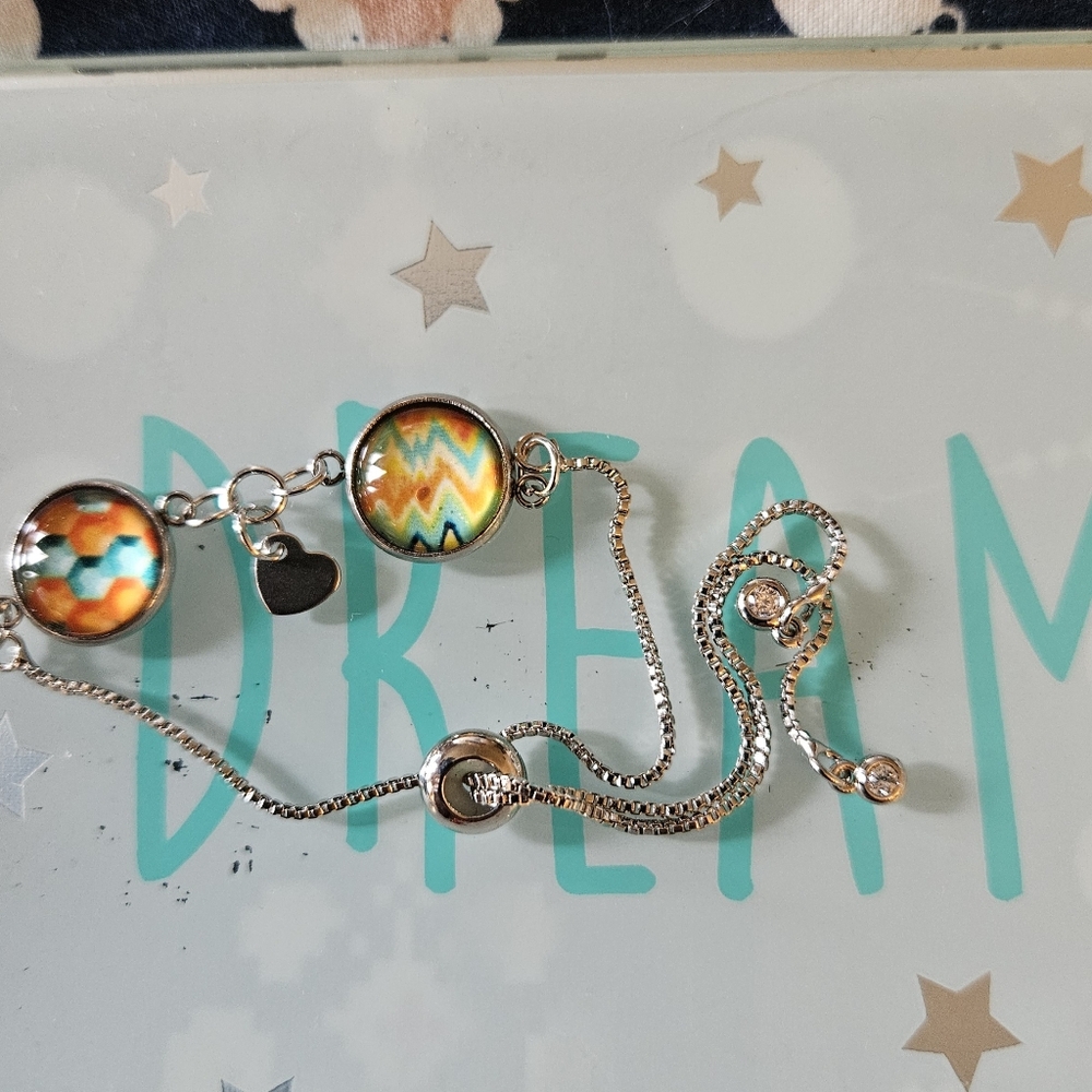 Colorful Charm Bracelet with Adjustable Silver Chain - Picture 3 of 4